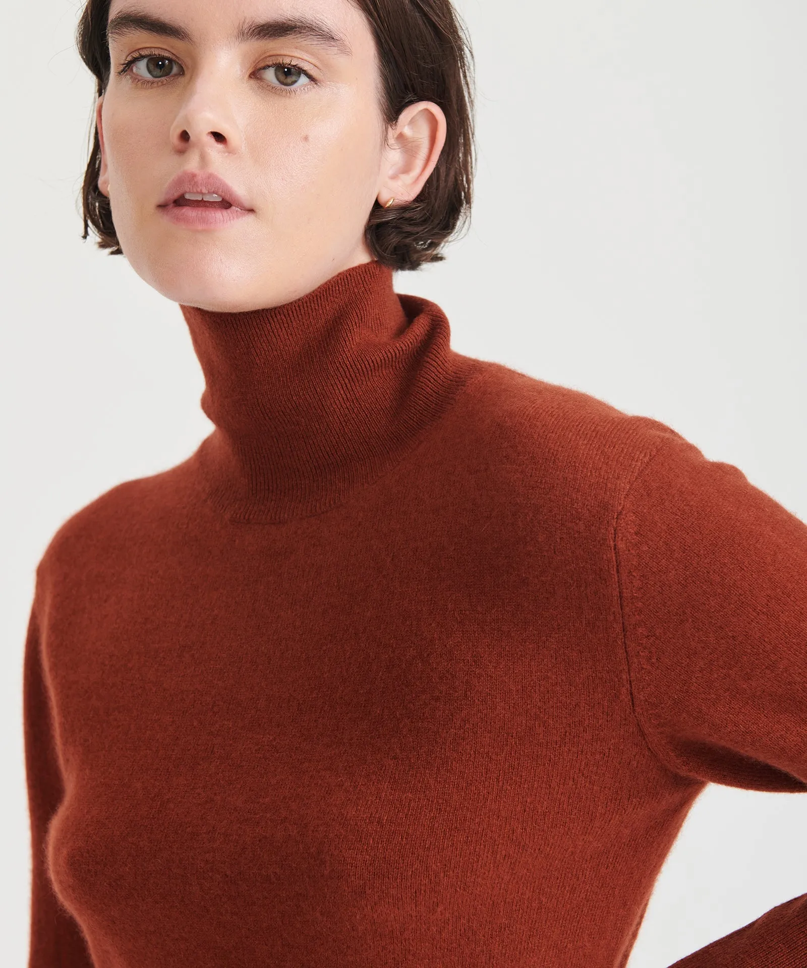 Cashmere Turtleneck Dress with Slits