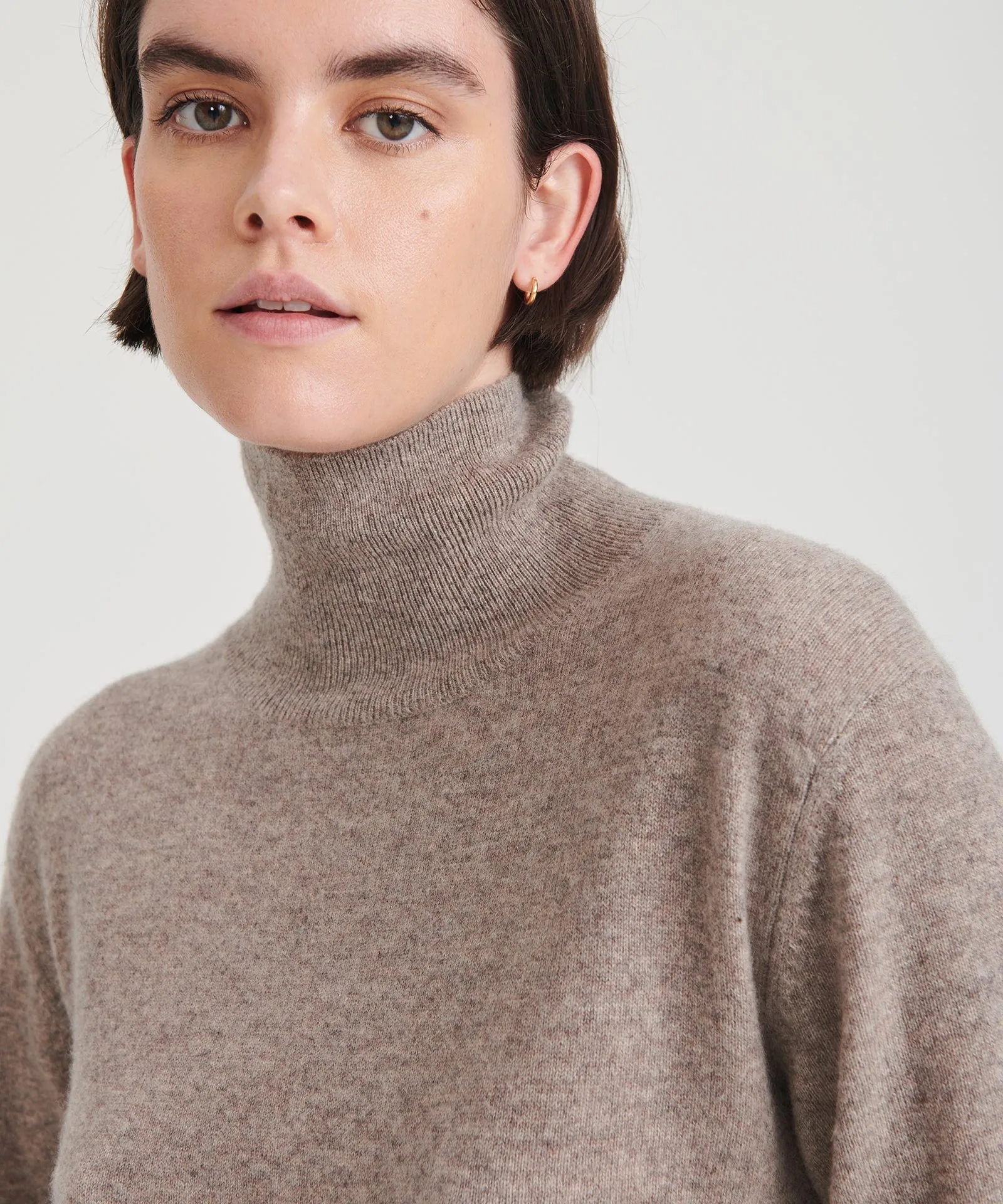 Cashmere Turtleneck Dress with Slits