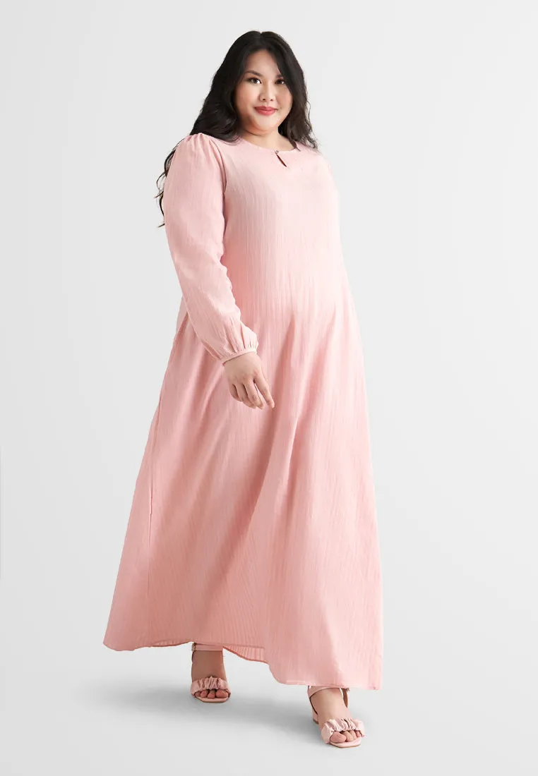 Catalina Cotton Puff Sleeve Jubah Dress - Blue