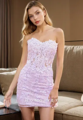 Chic Fitted Sweetheart Sleeveless Appliques Party Evening Homecoming Dress