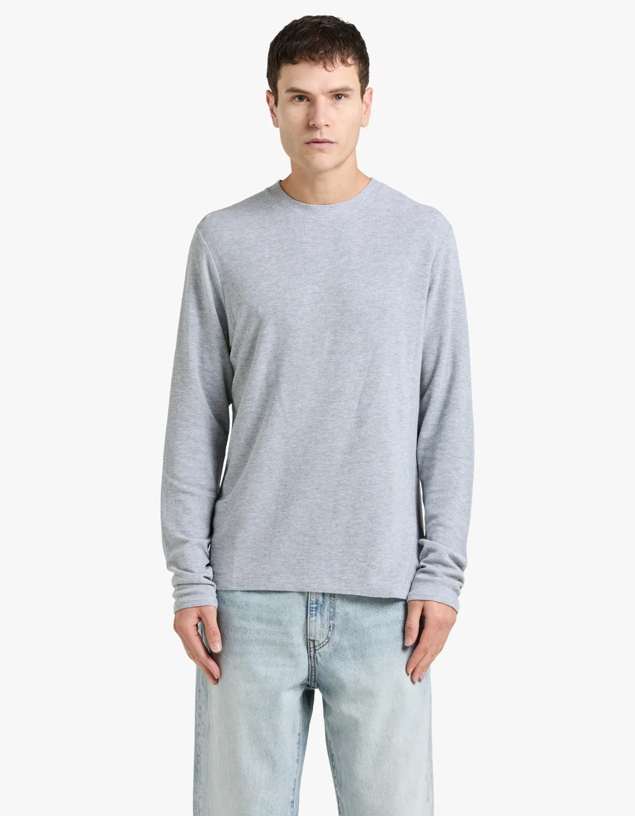 Clive L/S Waffle 3323 - Grey Melange 900