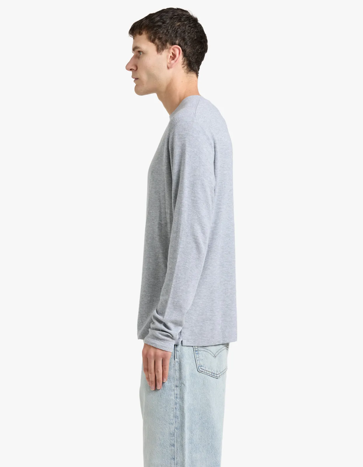 Clive L/S Waffle 3323 - Grey Melange 900