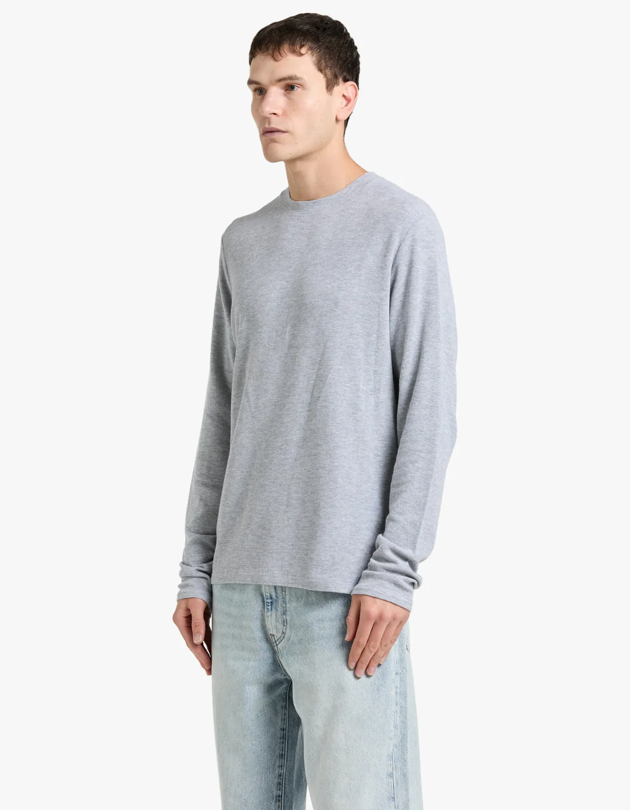 Clive L/S Waffle 3323 - Grey Melange 900