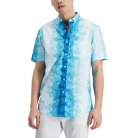 Club Room Men's Regular Fit Blue Paradise Floral Print Poplin Button Up, NWT!