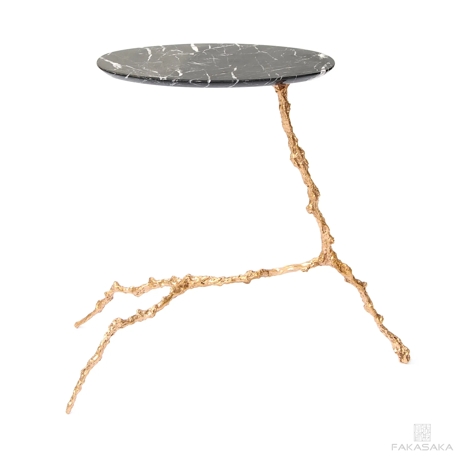 COHEN DRINK TABLE<br><br>NERO MARQUINA MARBLE<br>POLISHED BRONZE