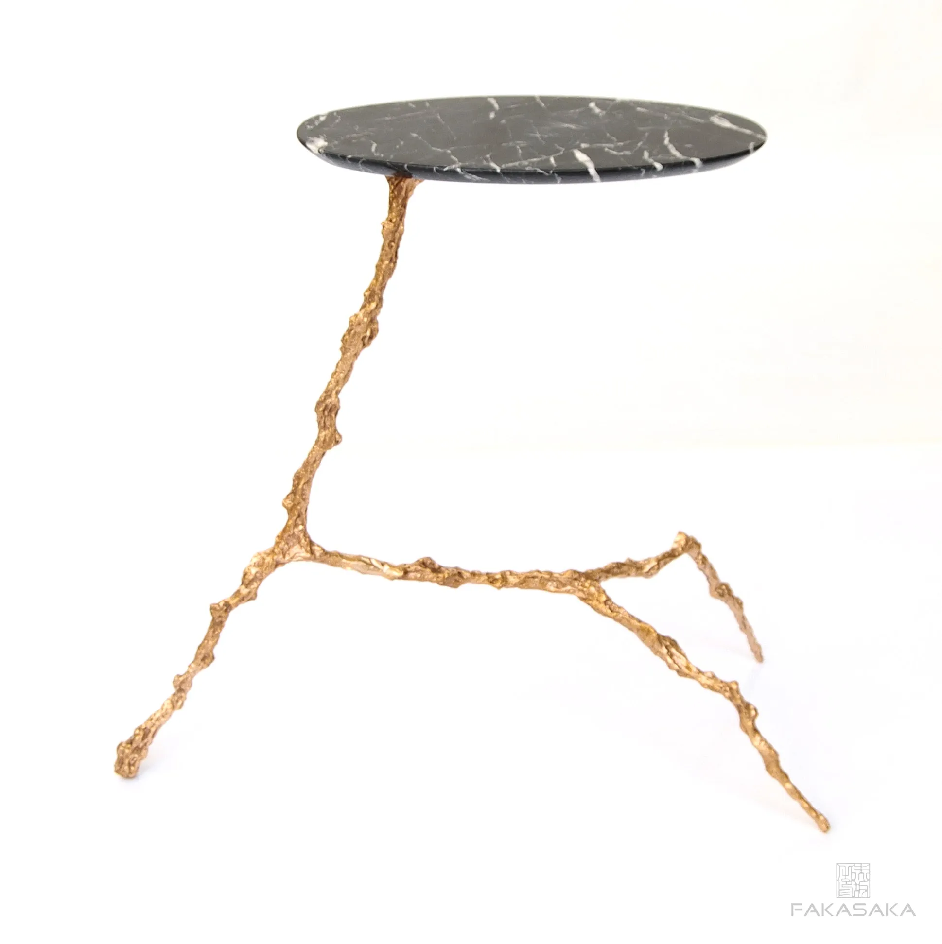 COHEN DRINK TABLE<br><br>NERO MARQUINA MARBLE<br>POLISHED BRONZE