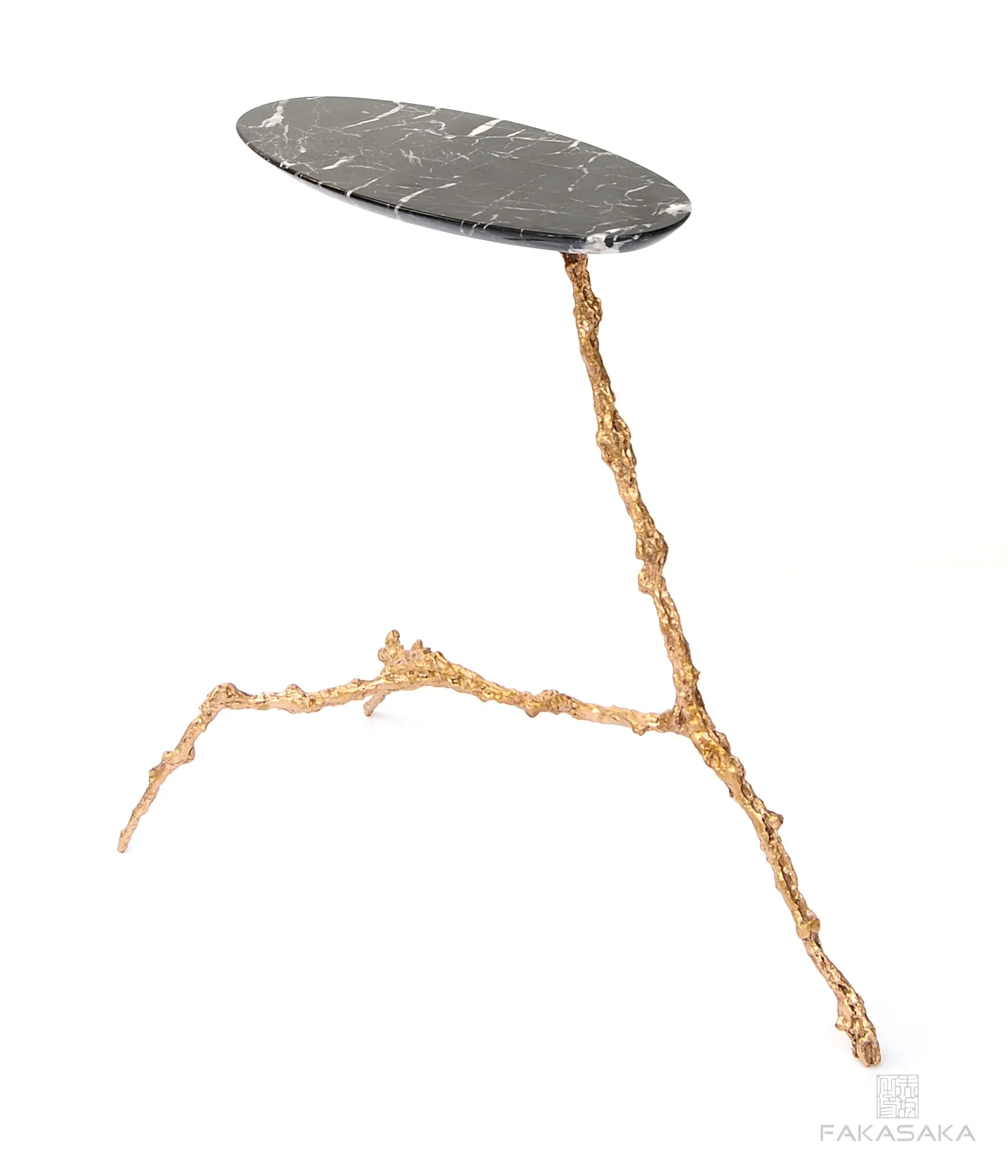 COHEN DRINK TABLE<br><br>NERO MARQUINA MARBLE<br>POLISHED BRONZE