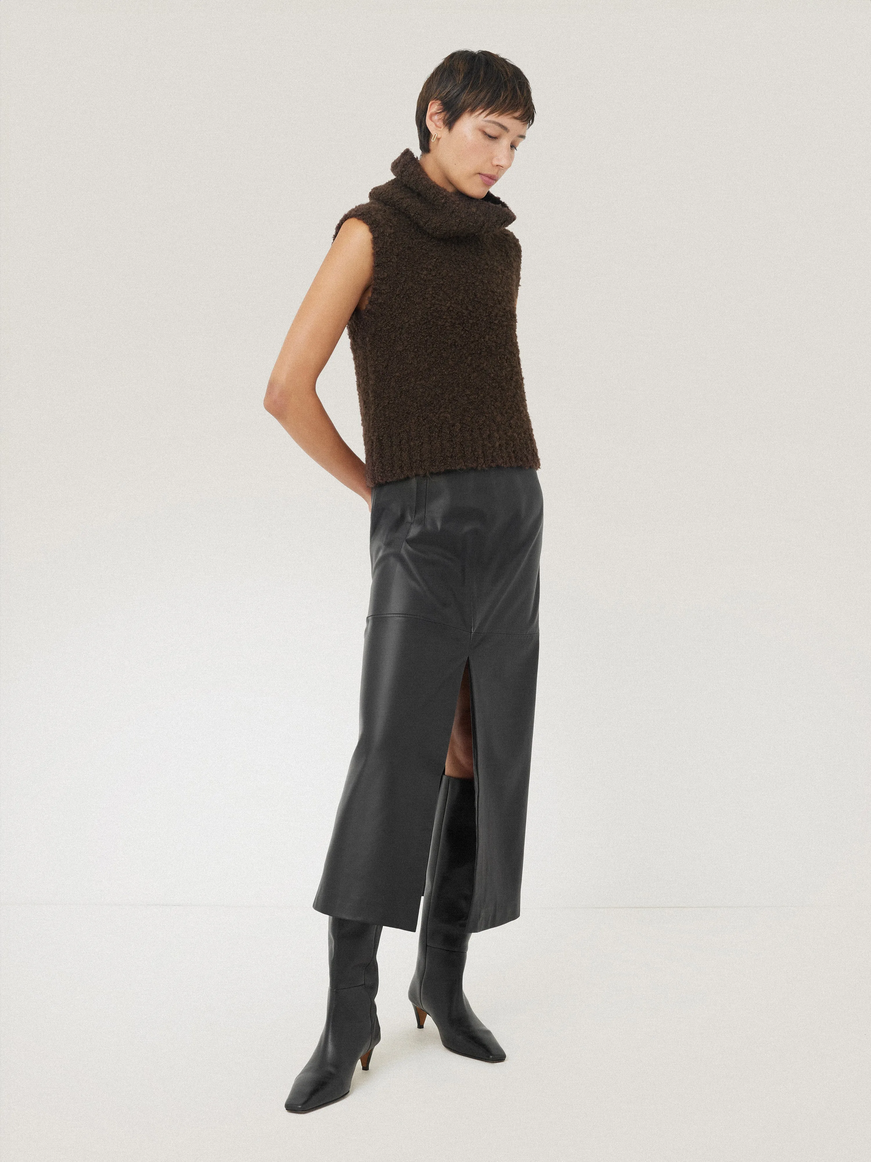 Cosy Boucle Tank and Snood | Brown