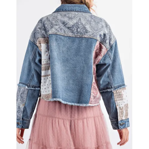 Denim Jacket with Patchwork and  Pockets