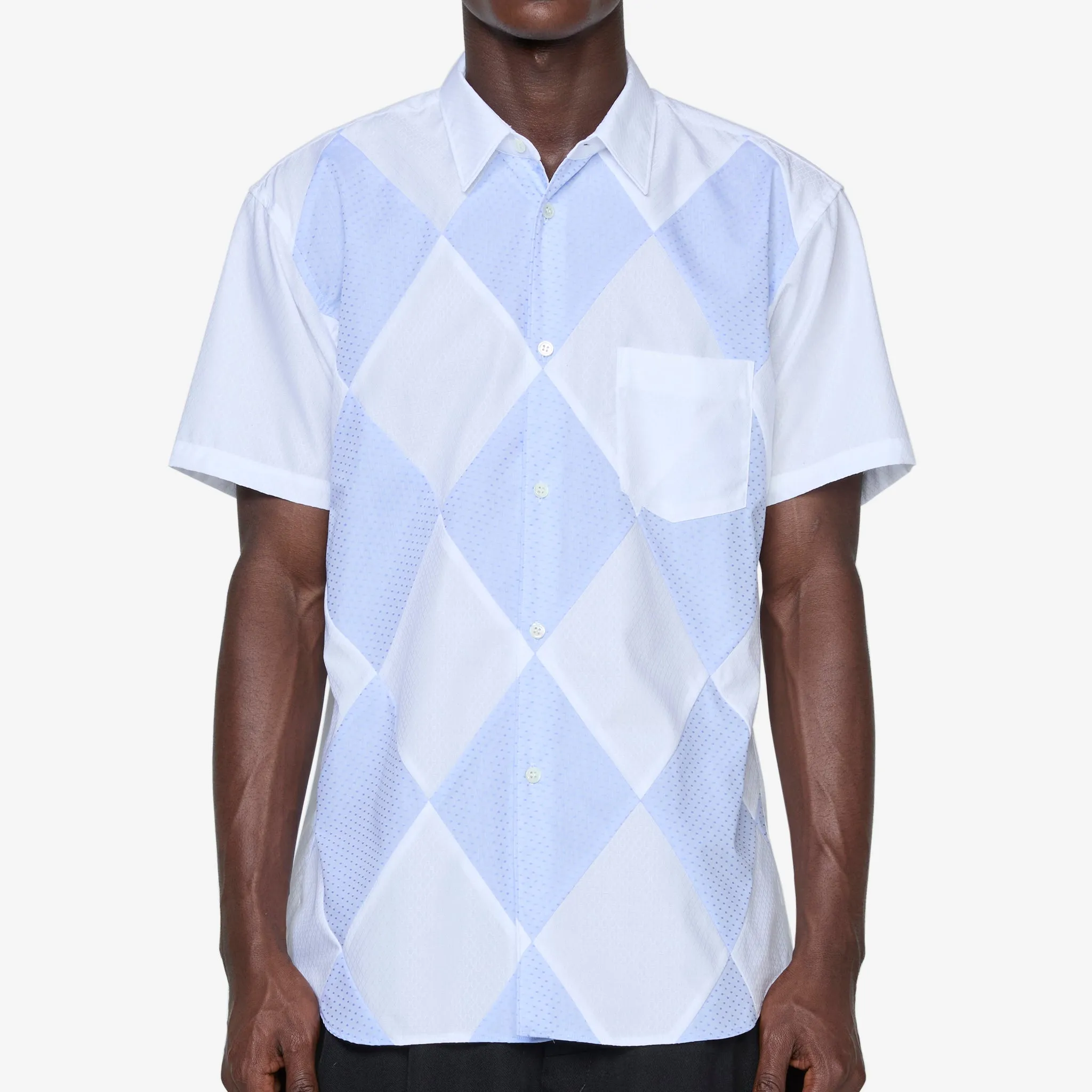 Diamond Patchwork Shirt White | Blue