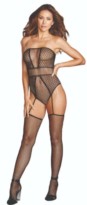 Elegant Strapless Fishnet Bodystocking