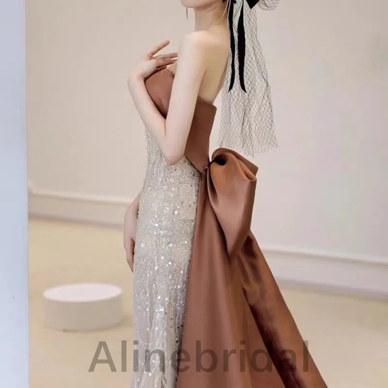 Elegant Strapless Sleeveless Sheath Long Prom Dress, PD3574