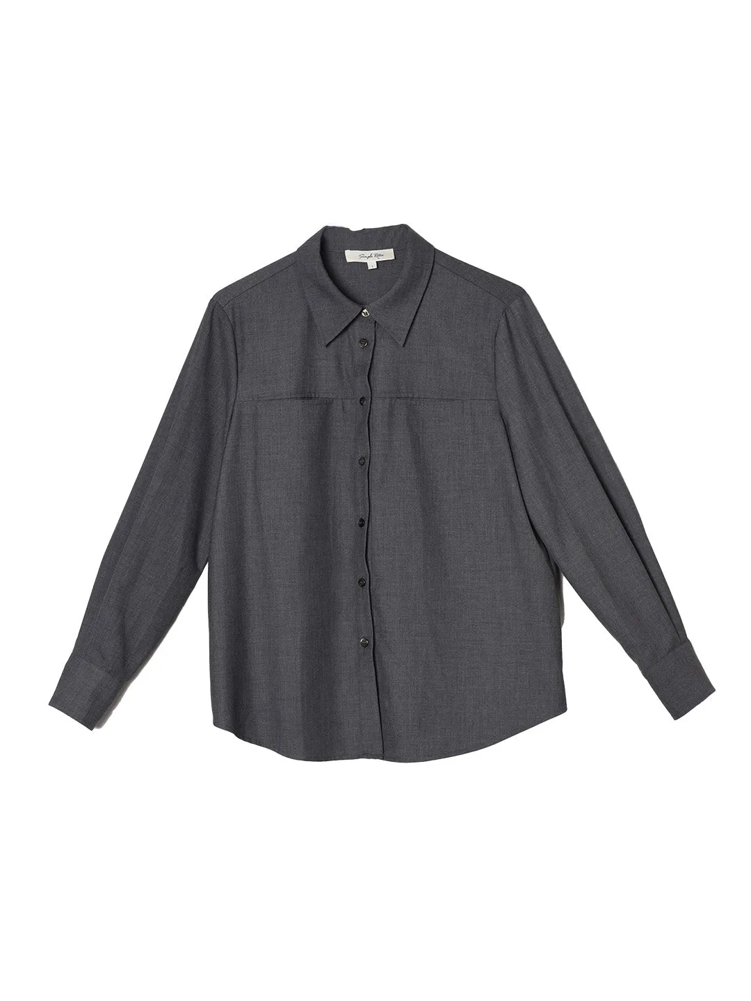 Emelia Classic Lapel Pocket Dark Gray Shirt