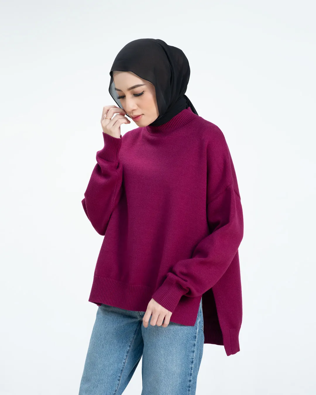 Esmee Sweater - Magenta - Sweater Atasan Knitwear Wanita - KW1720460