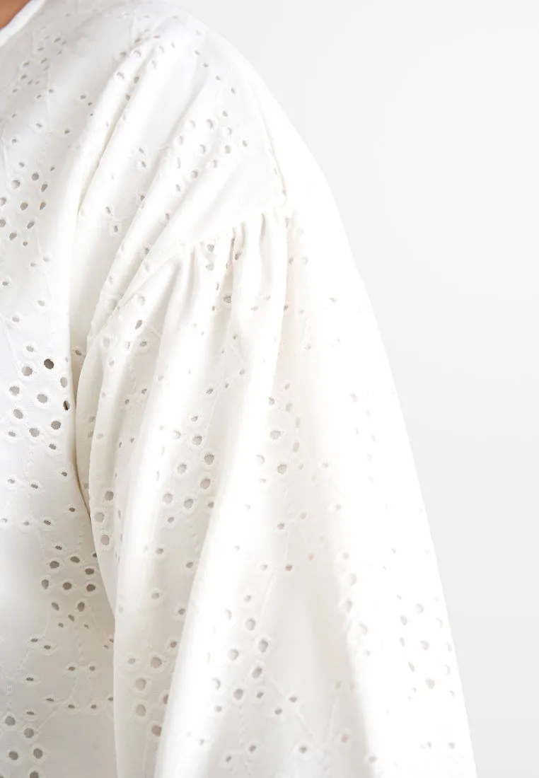 Evie Cotton Soft Eyelet Tee - White