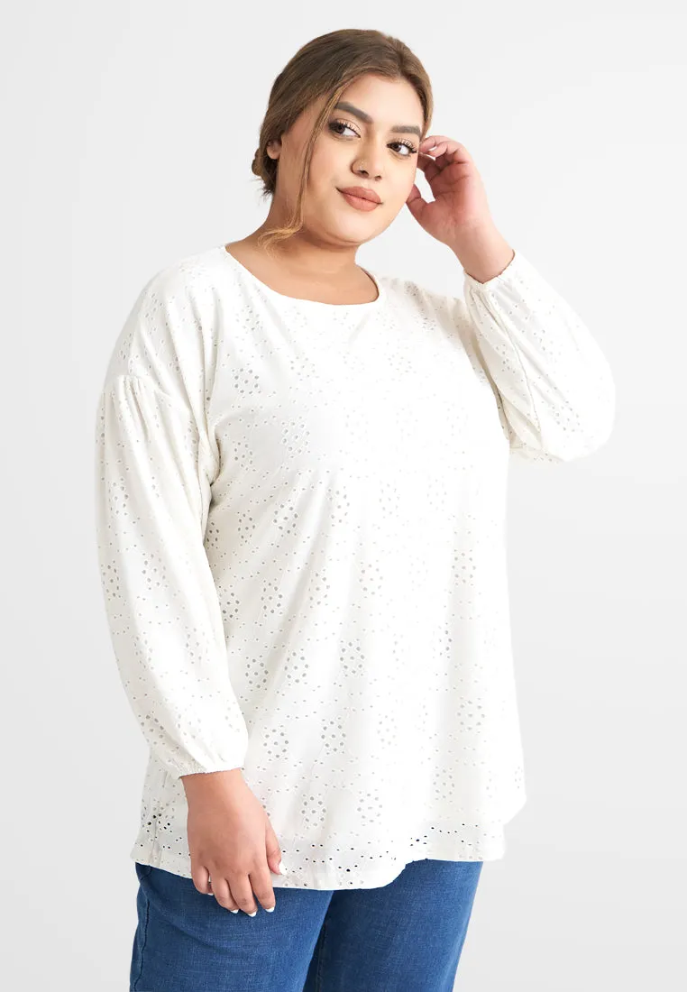 Evie Cotton Soft Eyelet Tee - White