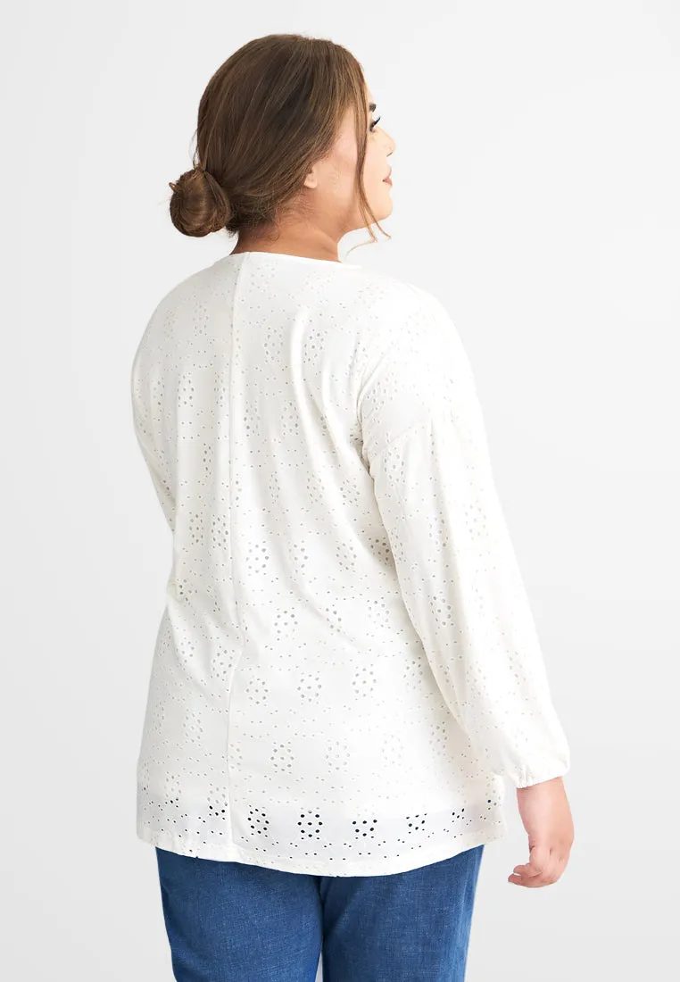 Evie Cotton Soft Eyelet Tee - White