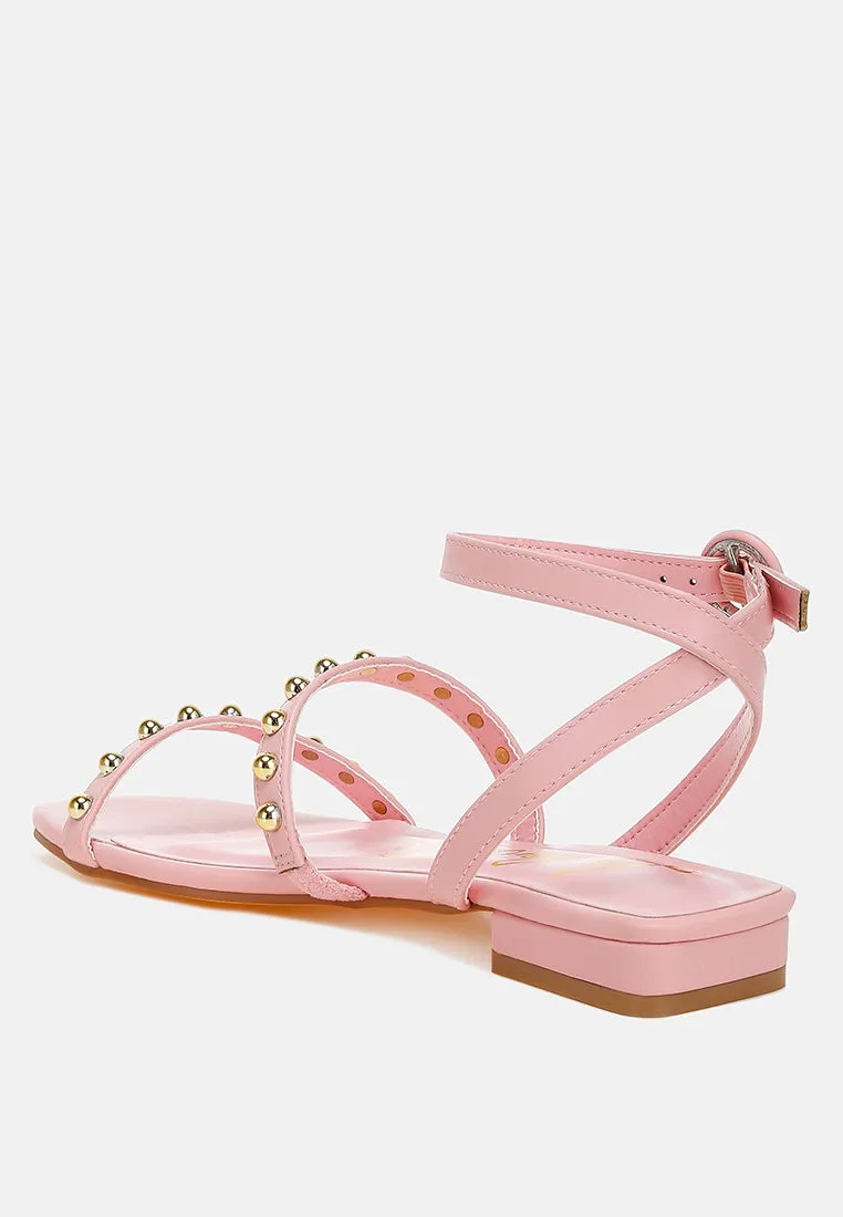 Flippity Studded Ankle Strap Flat Sandals