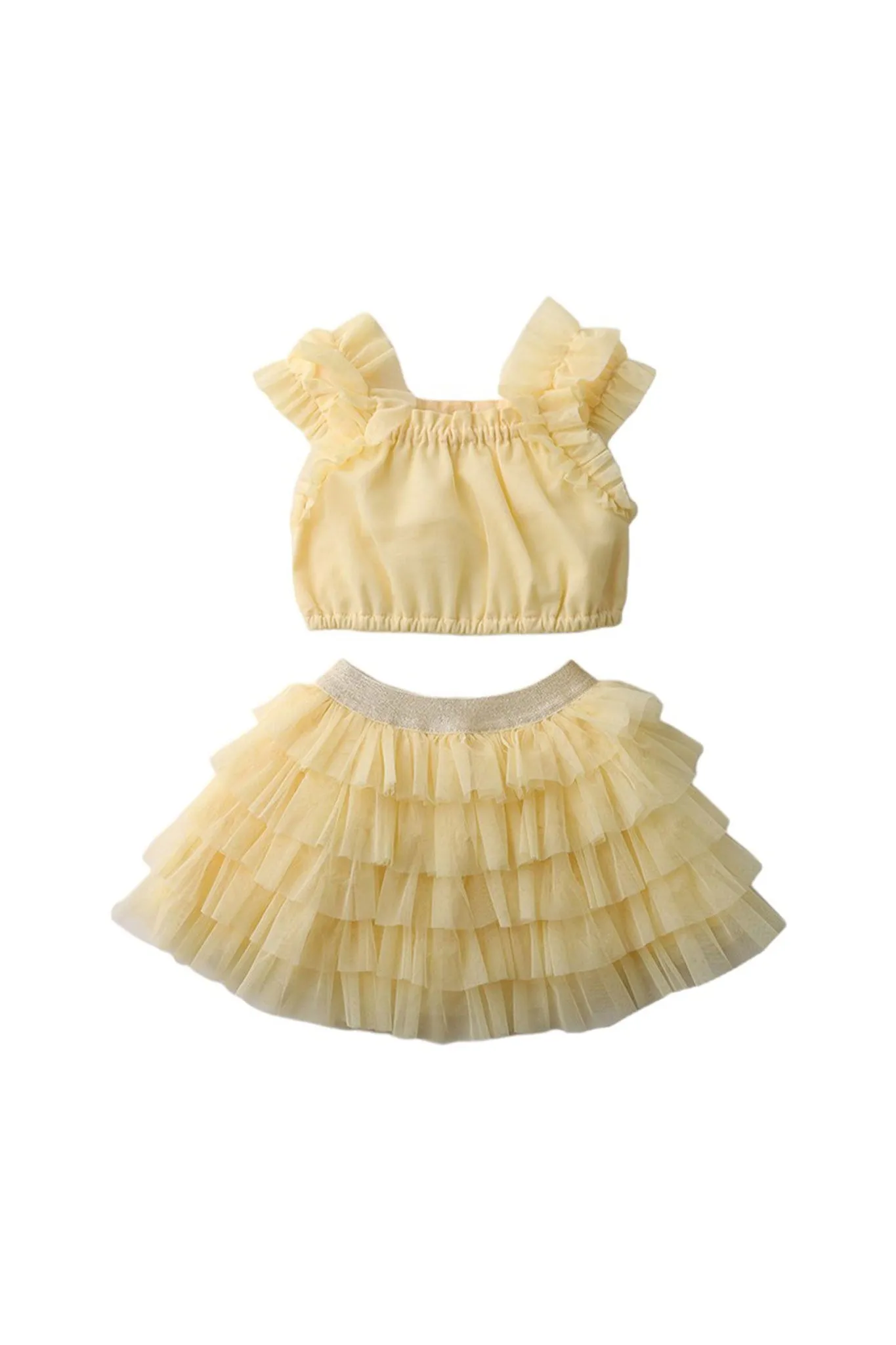 Gingersnaps Tulle Smocked Blouse & Skirt Set