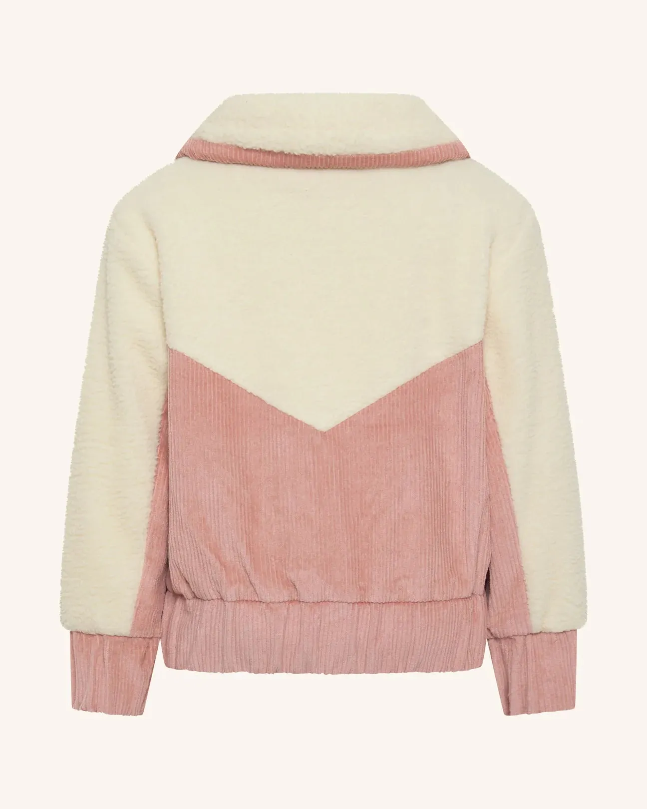 Girls Corduroy Sherpa Zip Jacket - Dusty Rose