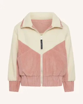 Girls Corduroy Sherpa Zip Jacket - Dusty Rose