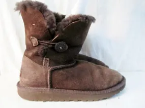 Girls Kids UGG AUSTRALIA 5991 BAILEY BUTTON Suede Winter BOOTS Shoe 3 BROWN CHOCOLATE