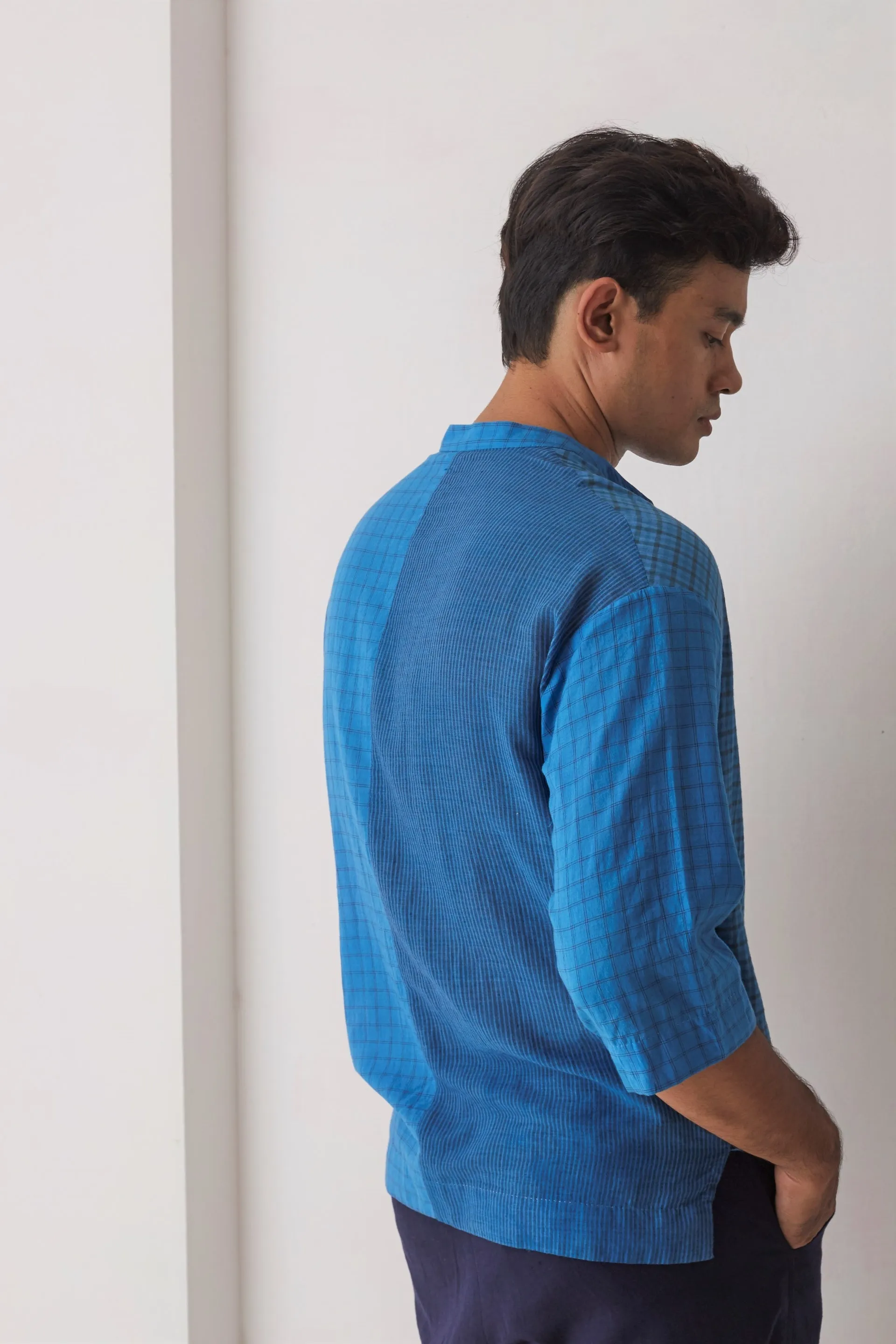 handwoven Blue button-down fujio shirt