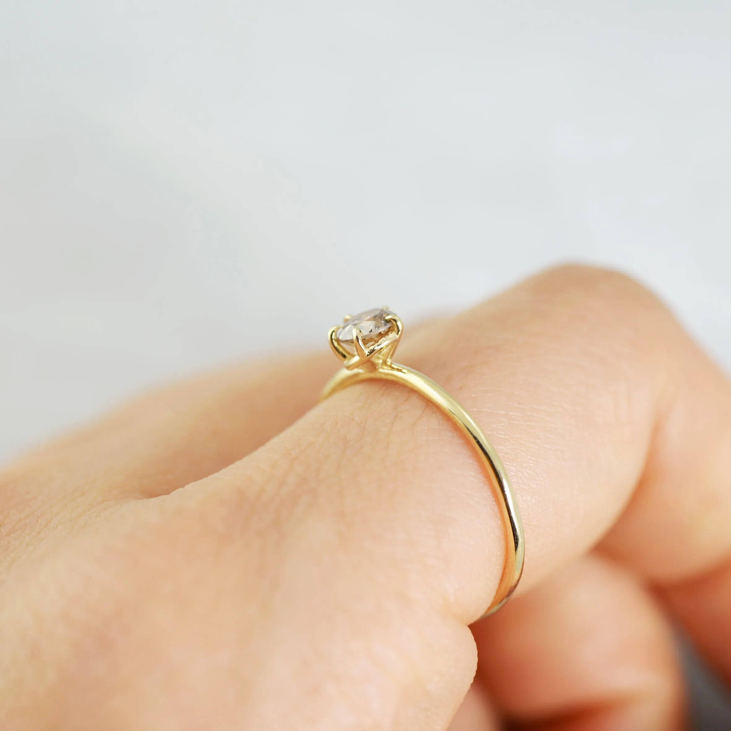 Illusion solitaire Ring (Cognac Diamond) - 14K/ 18K Gold