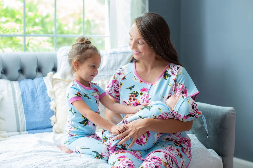 Isla Mom Pajamas & Big Sister Pajamas & Matching Swaddle Blanket Set