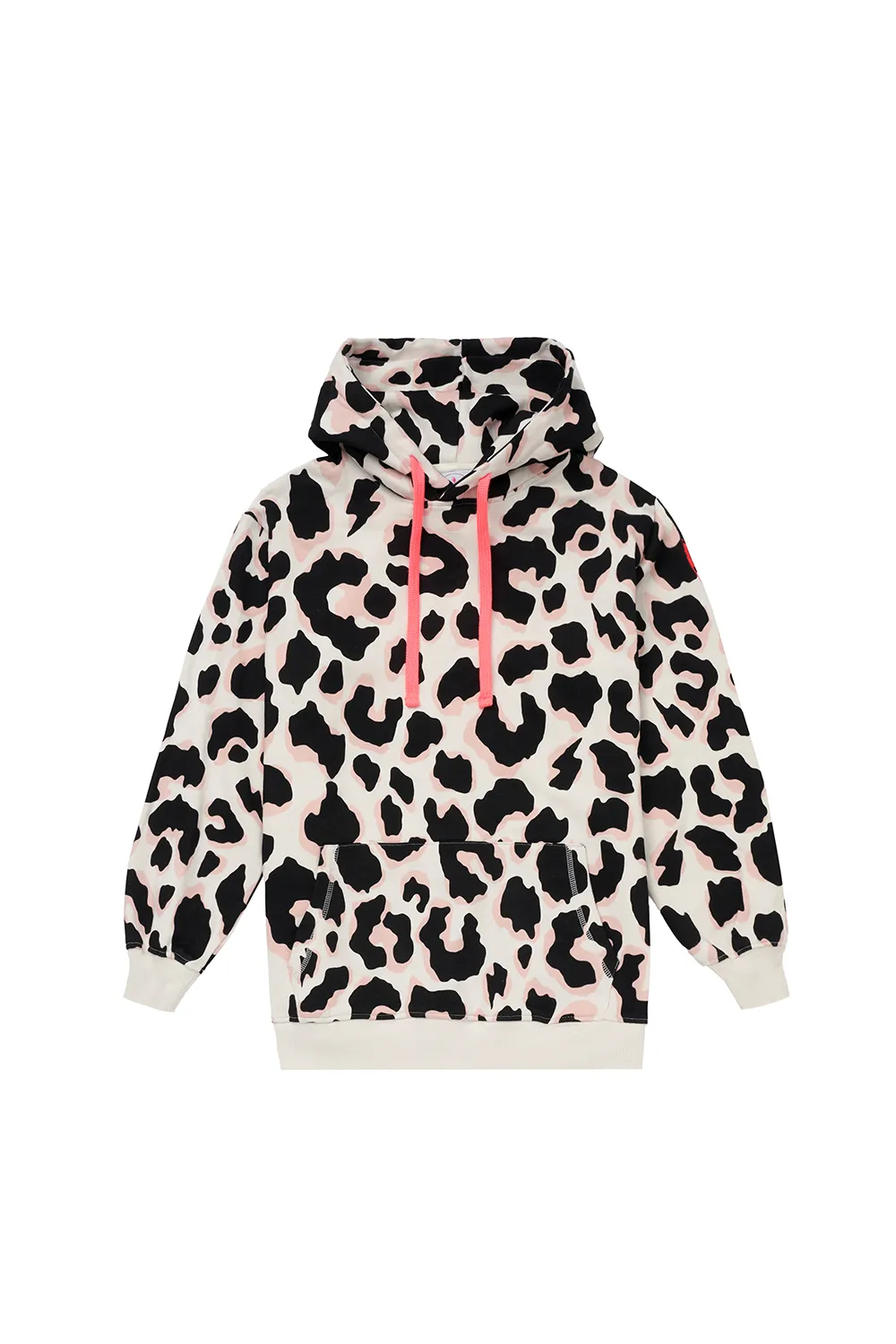 Ivory with Neutral and Black Mega Shadow Leopard Longline Hoodie