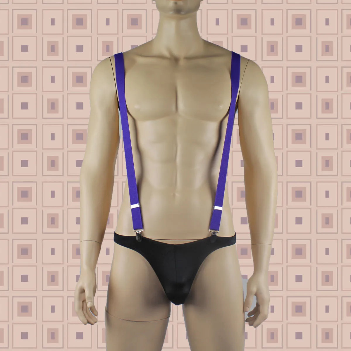 JCSTK - Stretch Elastic Clip on Suspender Braces Purple