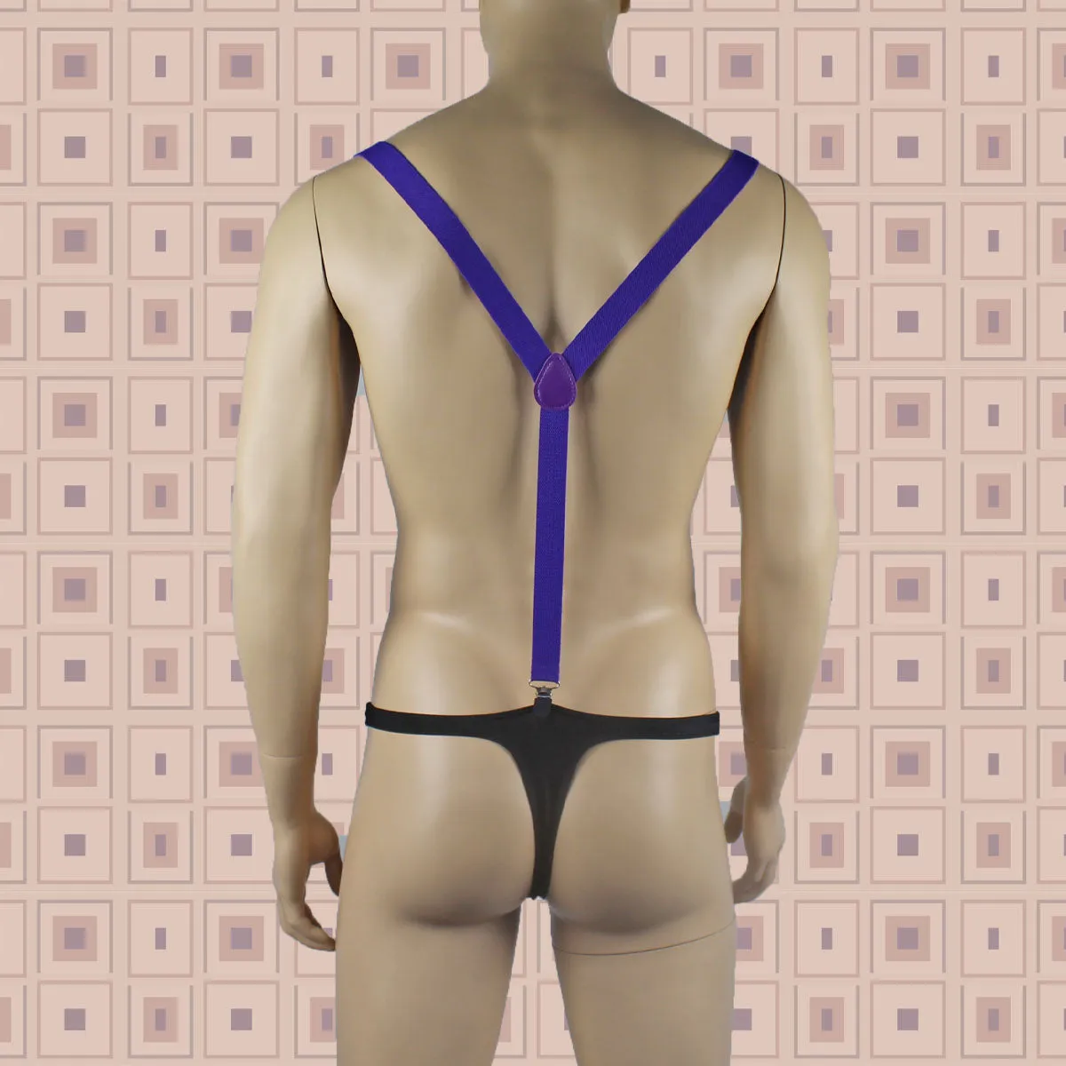 JCSTK - Stretch Elastic Clip on Suspender Braces Purple