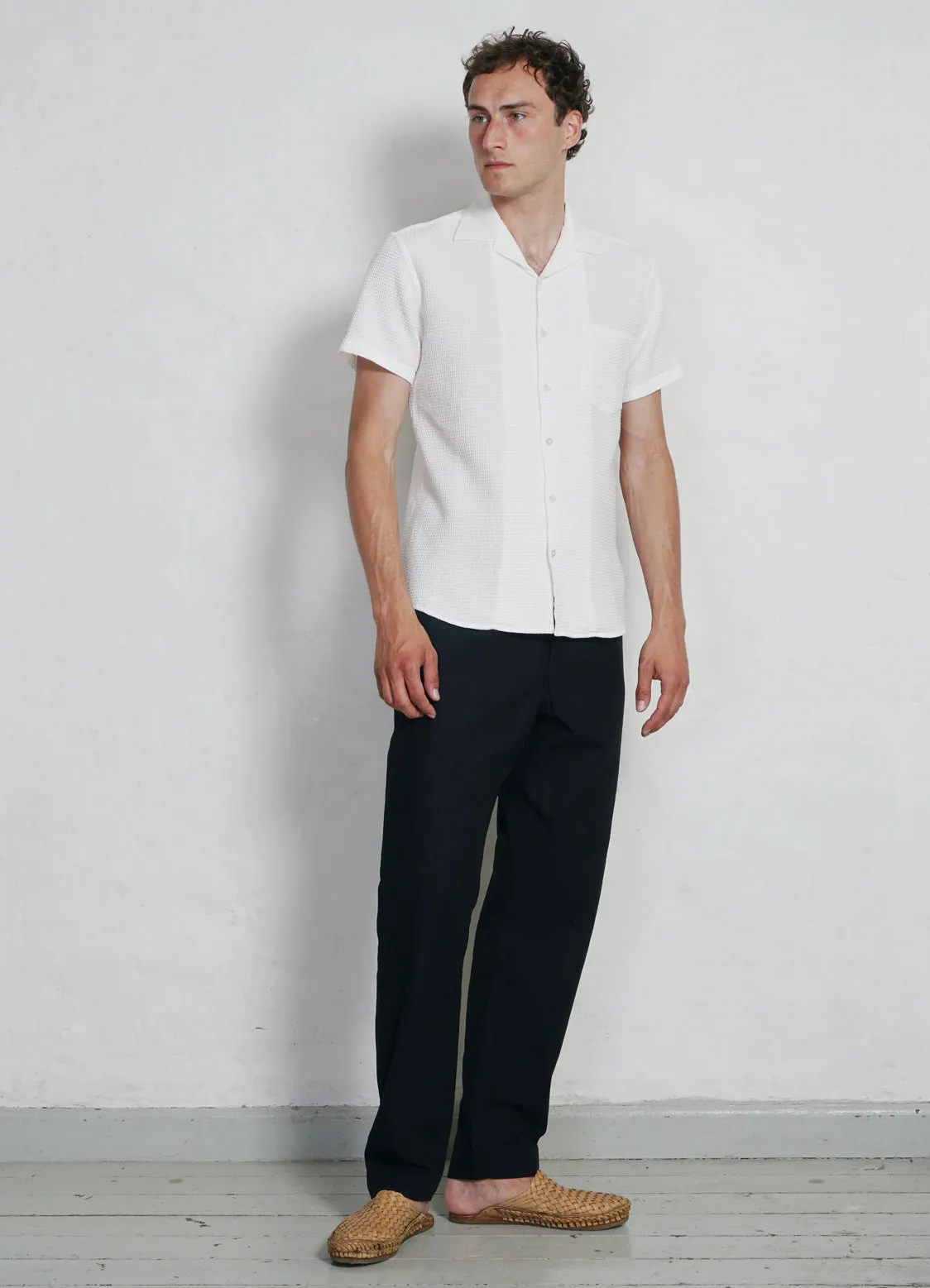 JONNY | Short Sleeve Shirt | Waffle White