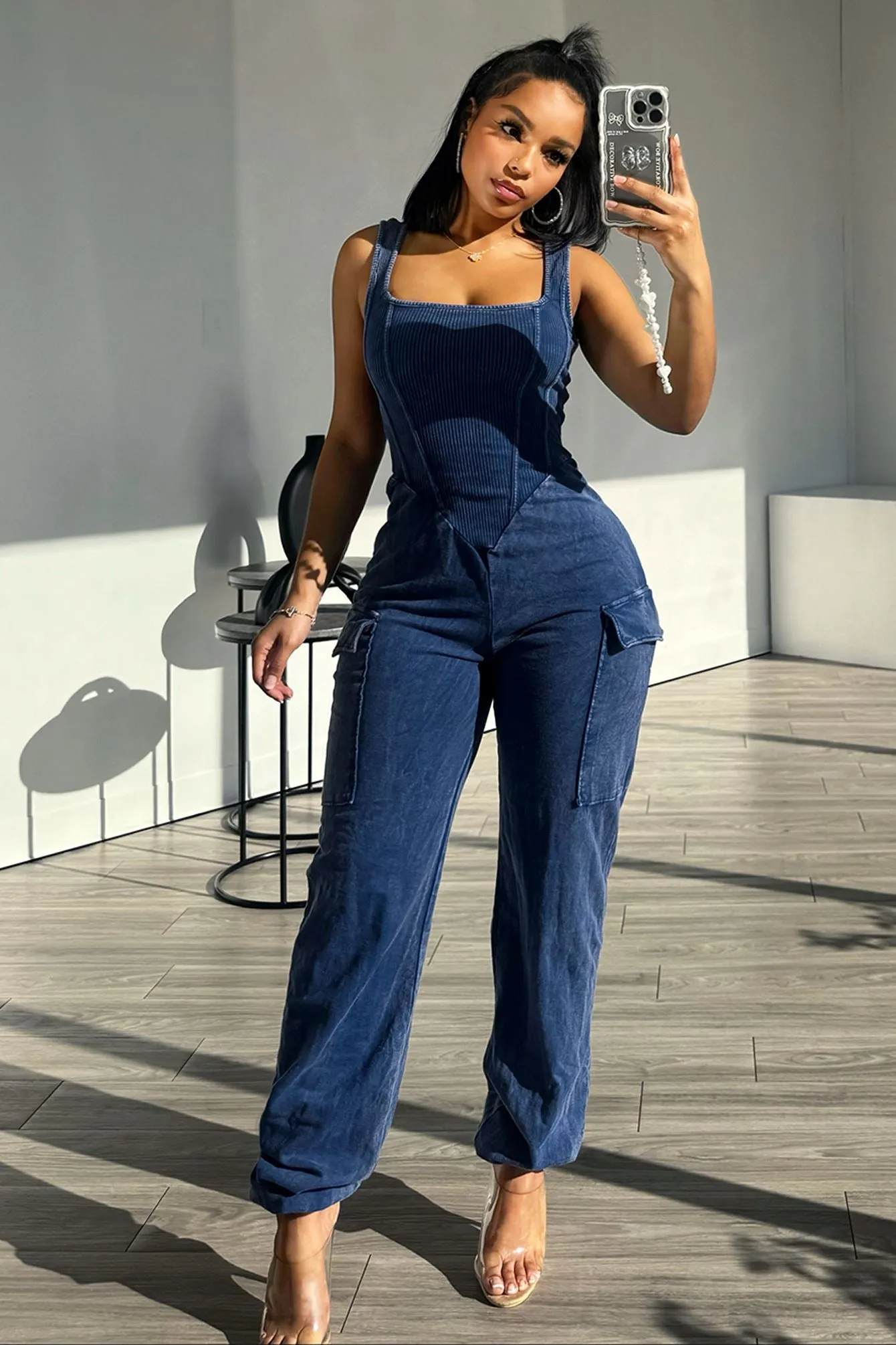 Kacy Mineral Washed Tank Jumpsuit