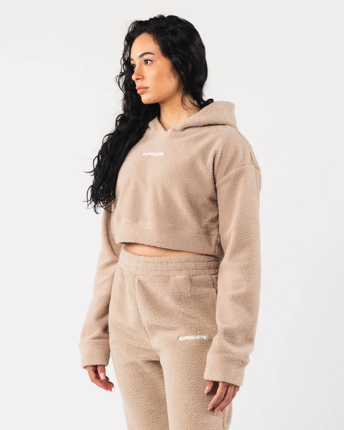 King Crop Hoodie - Linen