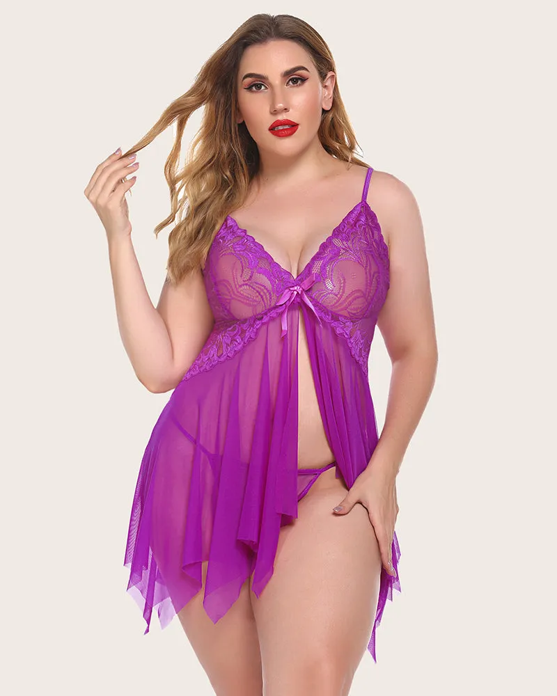 Lace Butterfly Babydoll Plus Size Lingeries