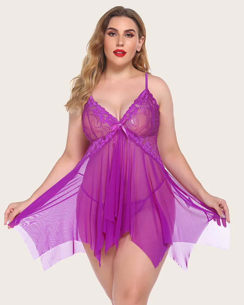 Lace Butterfly Babydoll Plus Size Lingeries