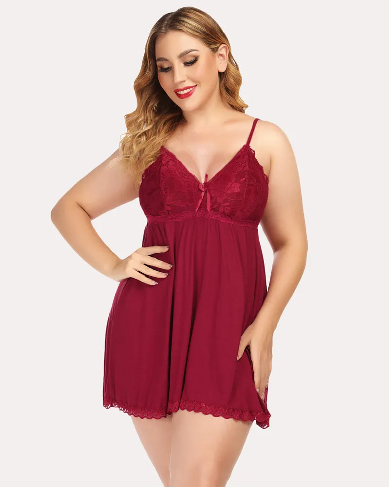 Lace V-neck Modal Babydoll Lounge Dress