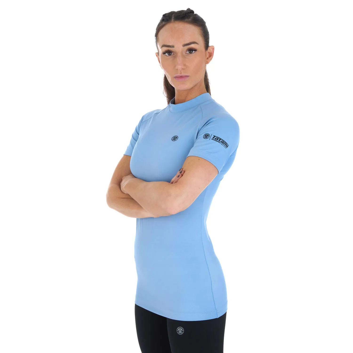 Ladies Fusion Short Sleeve Rash Guard - Blue