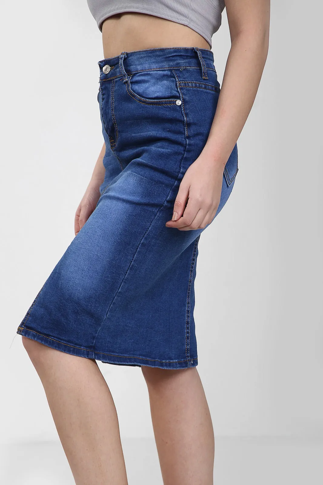 LADIES HIGH WAISTED BLUE SKIRT