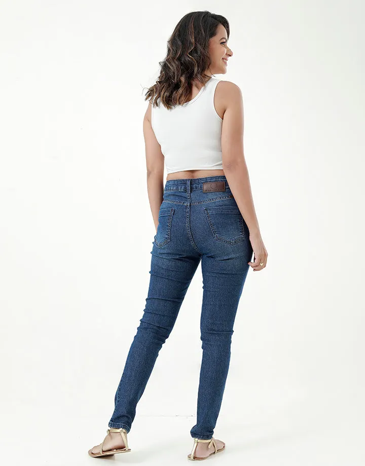 LICC Five Button Skinny Jeans with Pockets