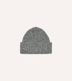 Light Grey Donegal Ribbed Merino Knit Cap