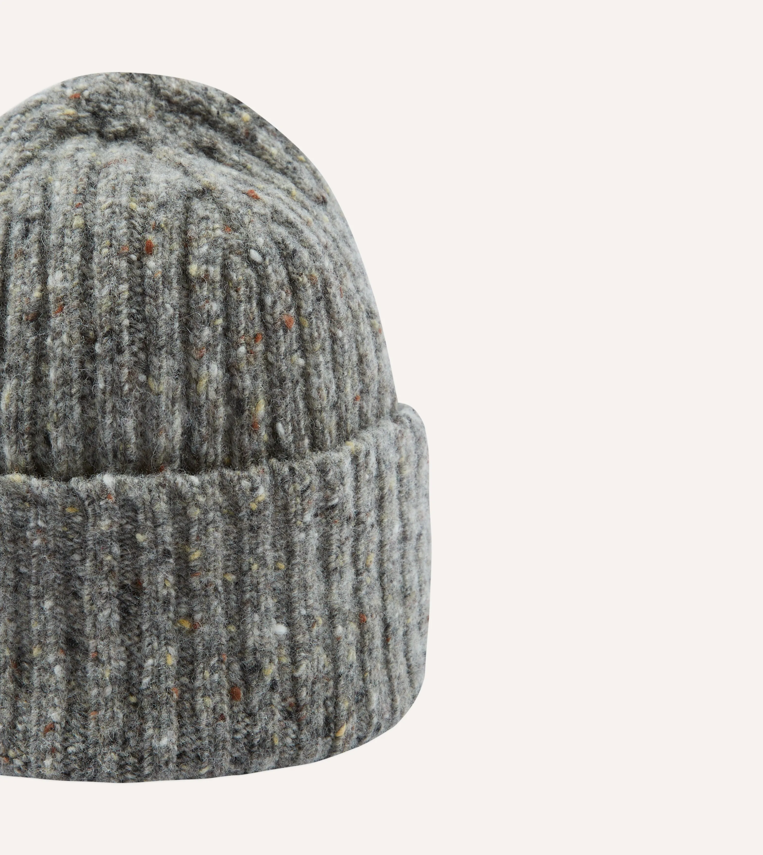 Light Grey Donegal Ribbed Merino Knit Cap