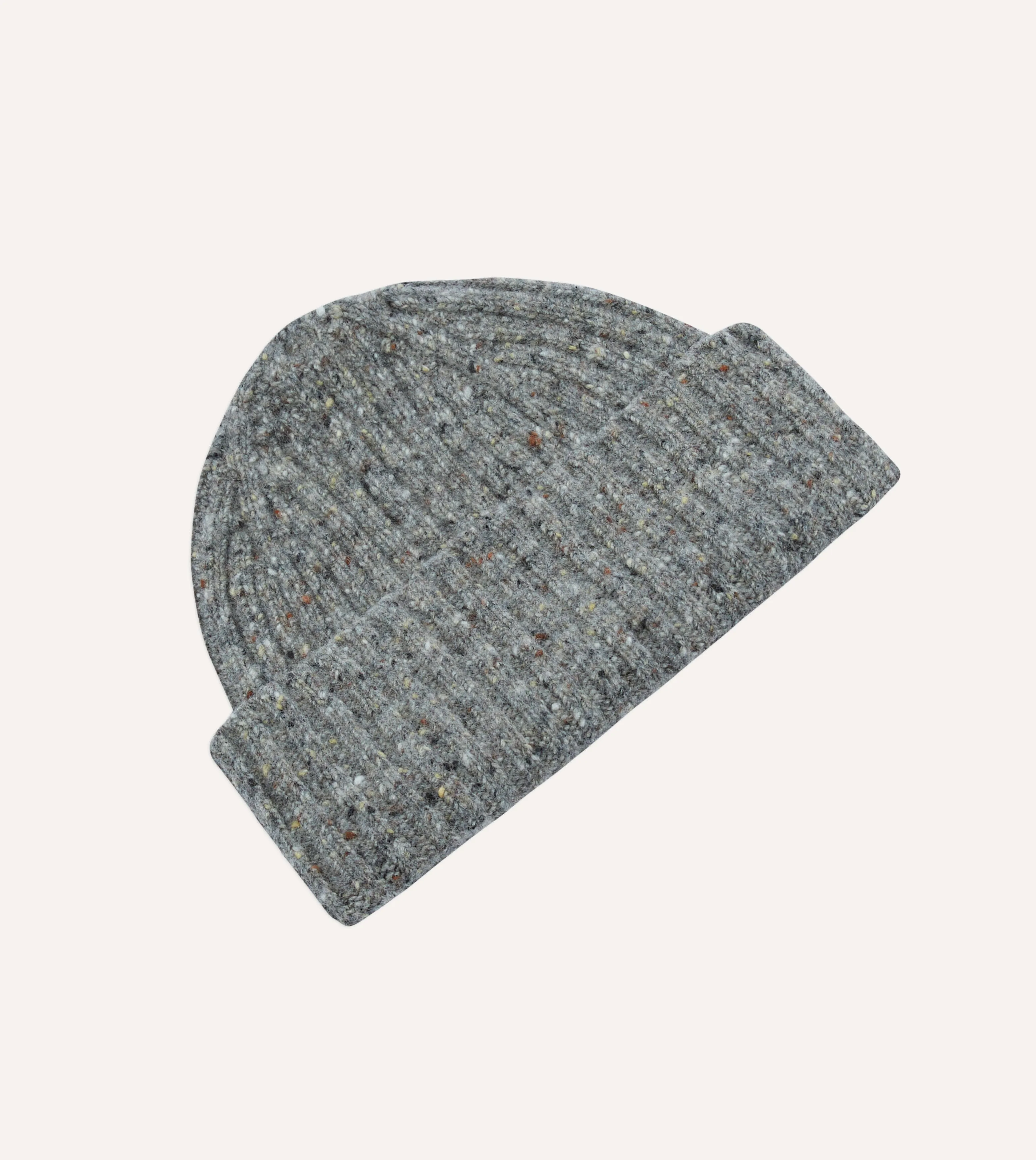 Light Grey Donegal Ribbed Merino Knit Cap