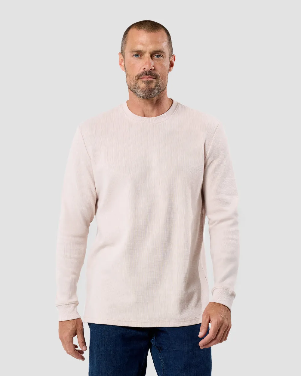 Long Sleeve Waffle Knit Crew