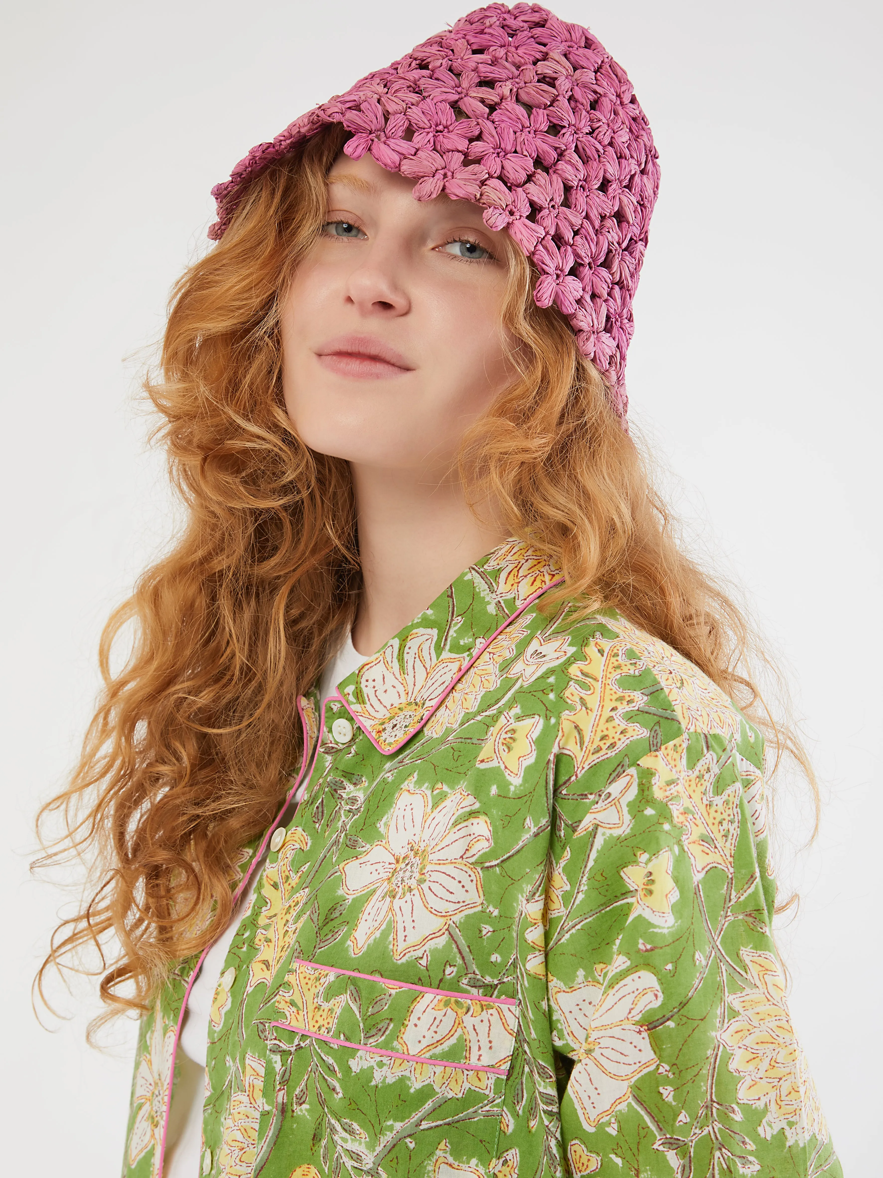 Malagasy Daisy Raffia Bucket hat