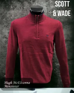 Mens Quarter Zip 'MACHLI' Burgundy Pullover