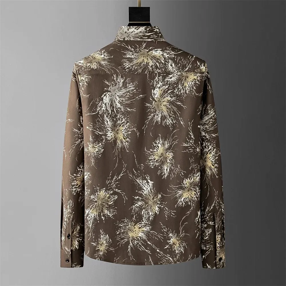 Men's Waffle Print Loose Fit Shirt | Long Sleeve Casual Business & Streetwear