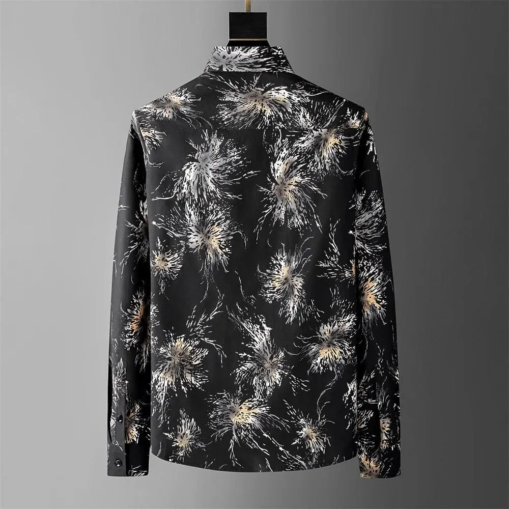 Men's Waffle Print Loose Fit Shirt | Long Sleeve Casual Business & Streetwear