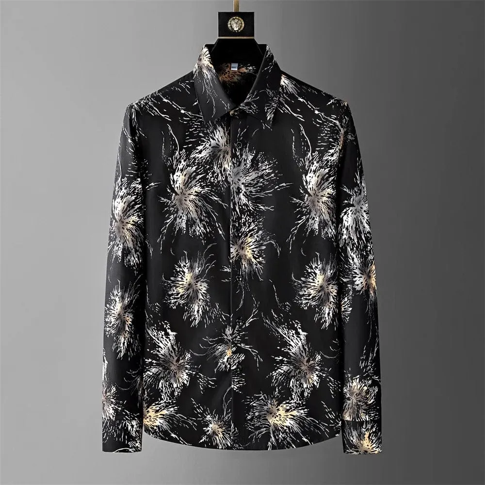 Men's Waffle Print Loose Fit Shirt | Long Sleeve Casual Business & Streetwear